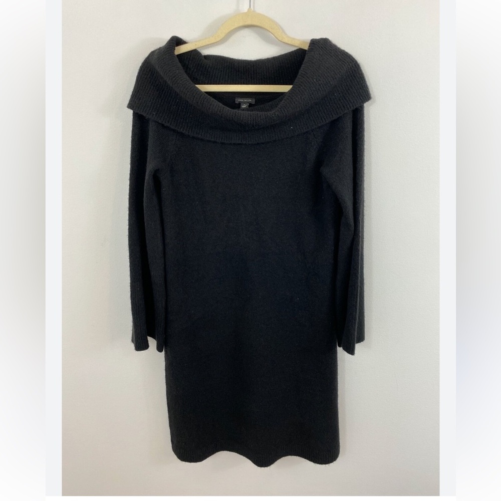 Ann Taylor Black Cowl Neck Sweater Dress